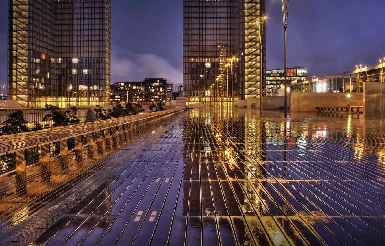 Photo wallpaper reflection, France, Paris, home, Ile-de-France, National library