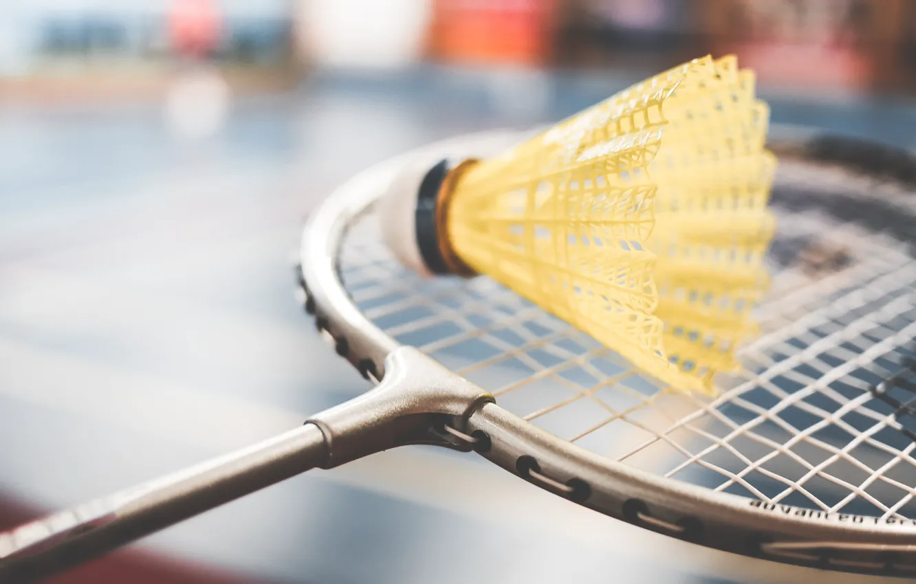 Photo wallpaper the game, racket, badminton, flounce, birdies