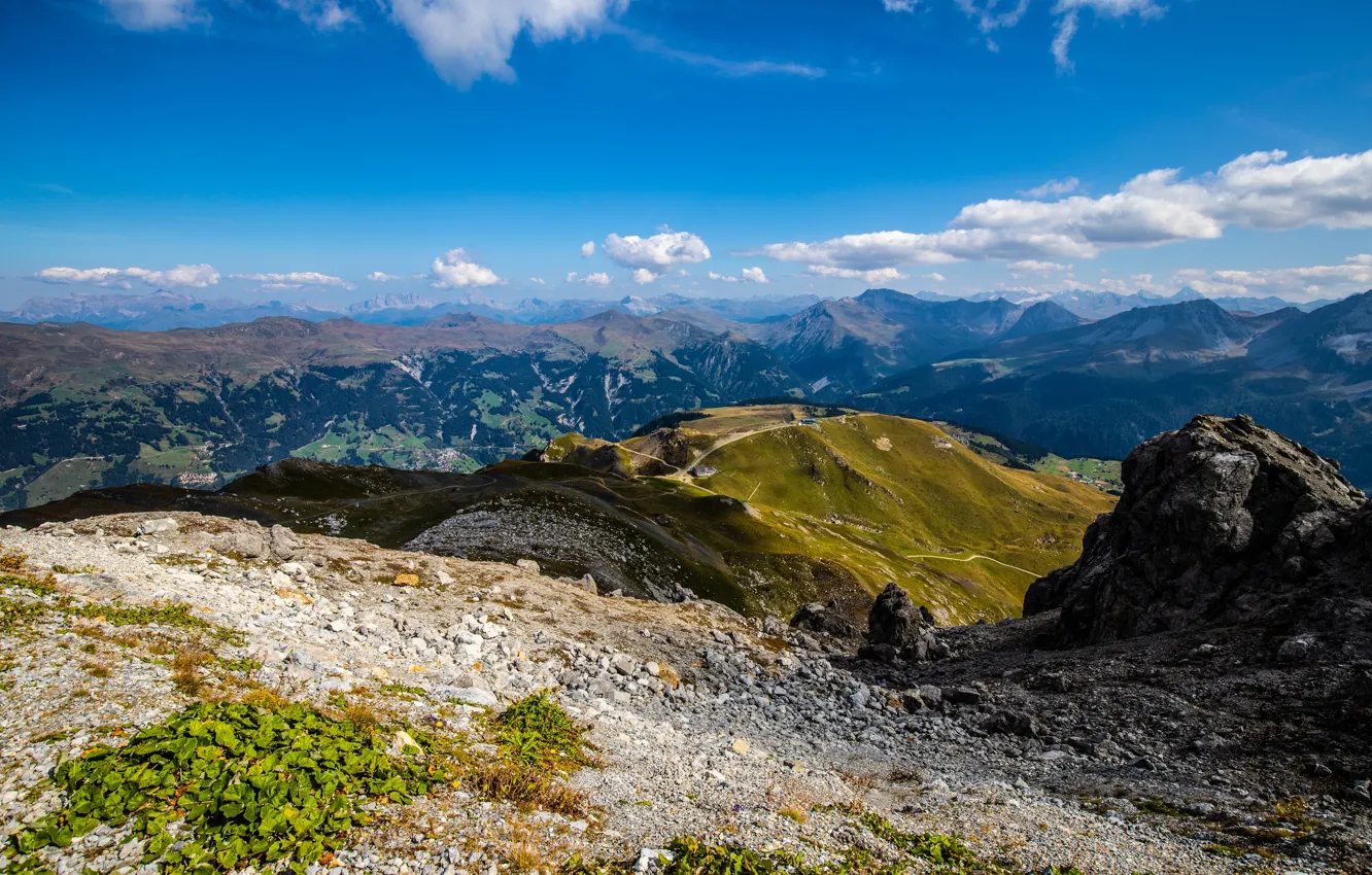 Photo wallpaper clouds, mountains, Switzerland, Alps