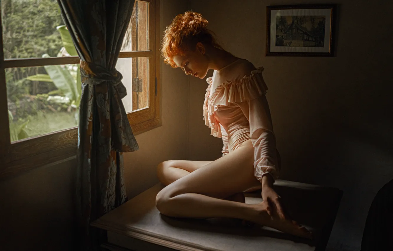 Photo wallpaper girl, red, twilight, beauty, George Chernyadev, Georgy Chernyadyev, Kate Ri