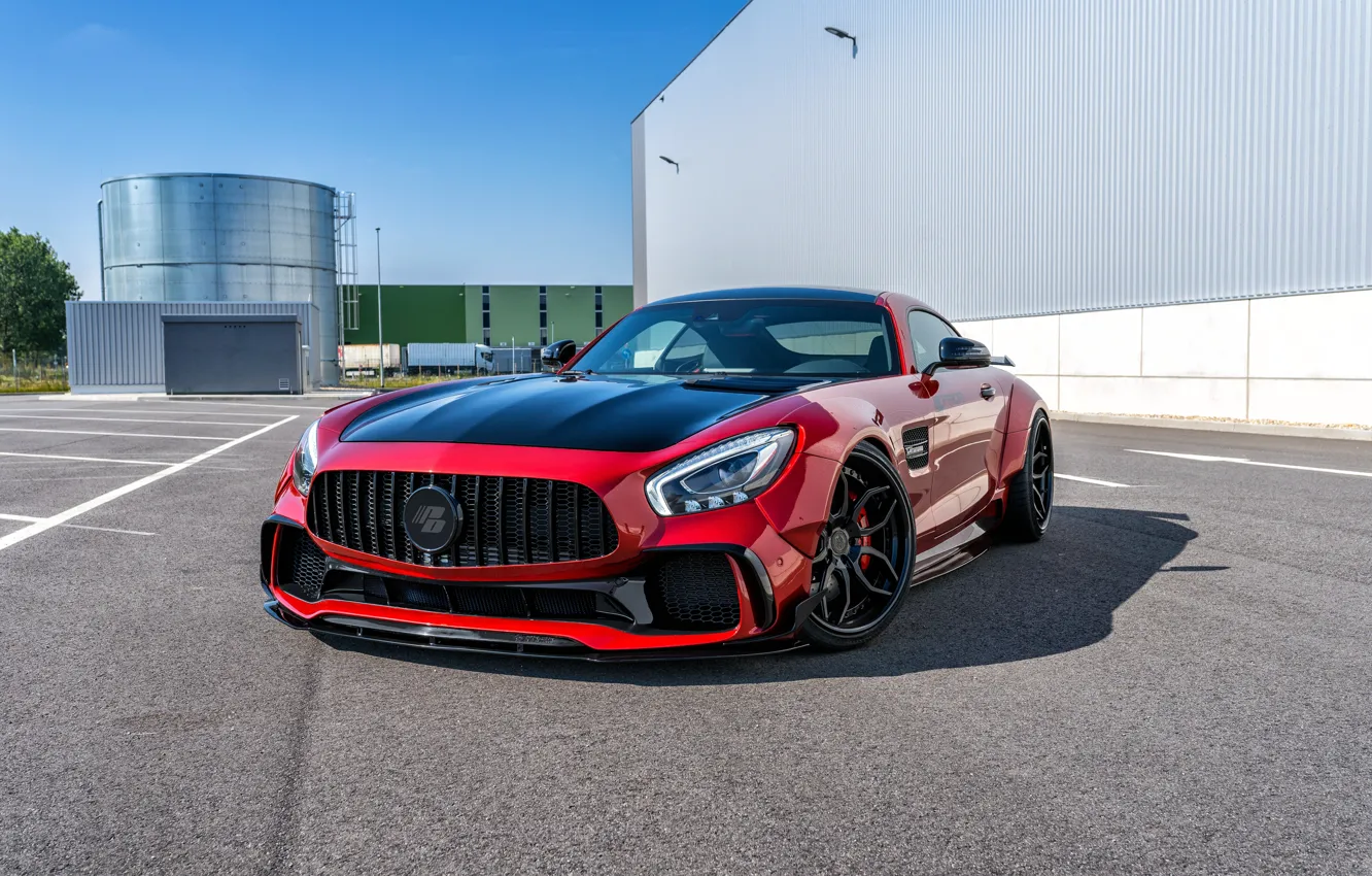 Photo wallpaper Mercedes, red, Prior Design, amg gt
