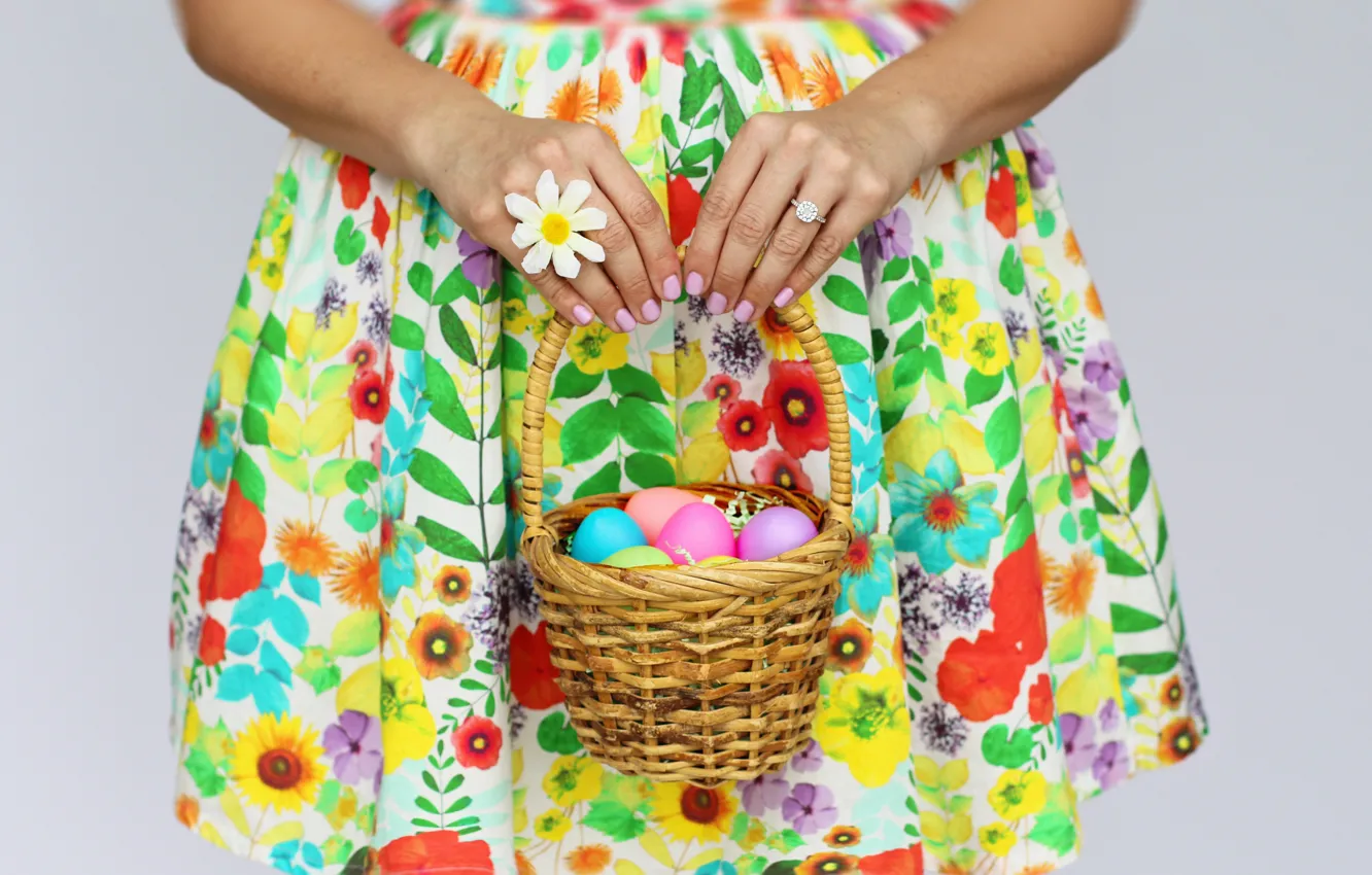 Photo wallpaper eggs, Easter, basket