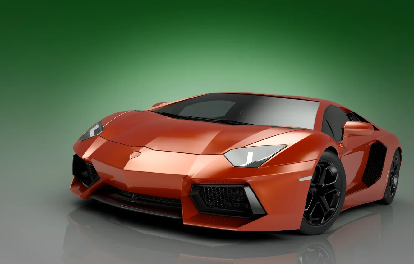 Photo wallpaper abstraction, art, Parking, supercar, car, chrome, Lamborghini, green background