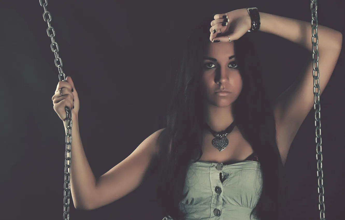 Photo wallpaper eyes, model, chain, girl, beauty