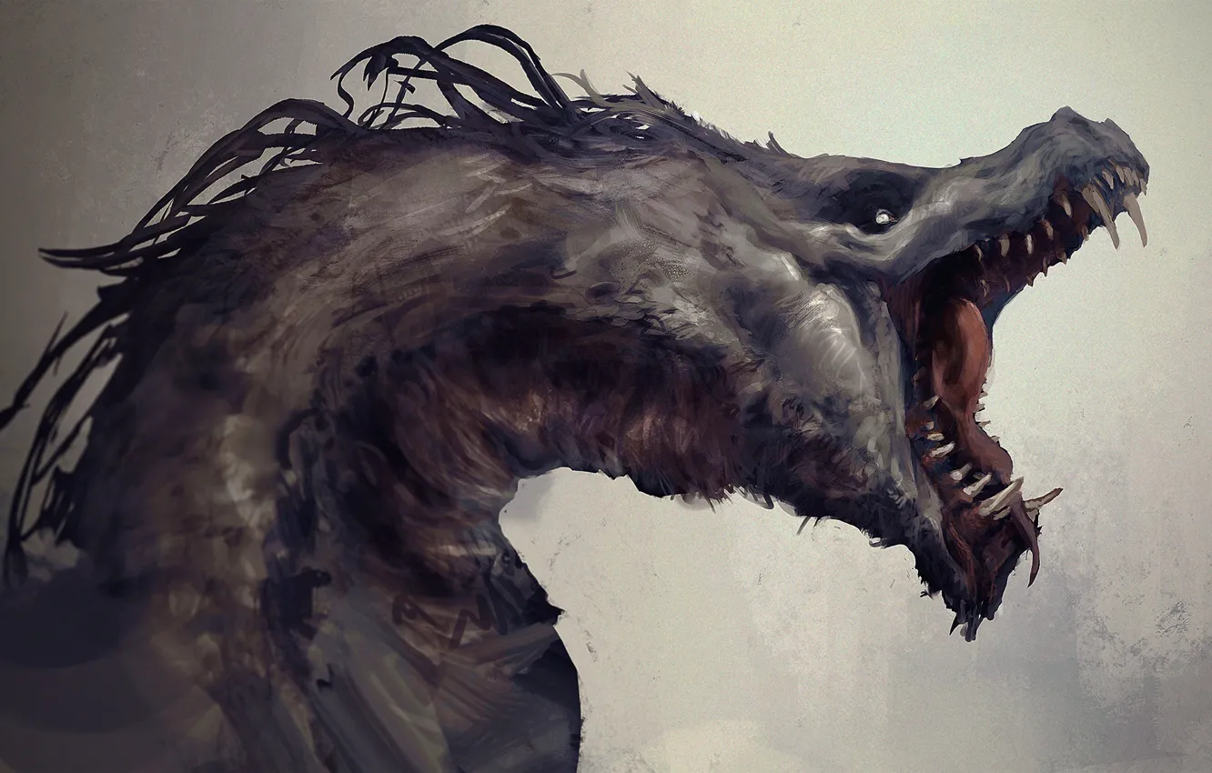 Photo wallpaper dragon, monster, fangs, horror