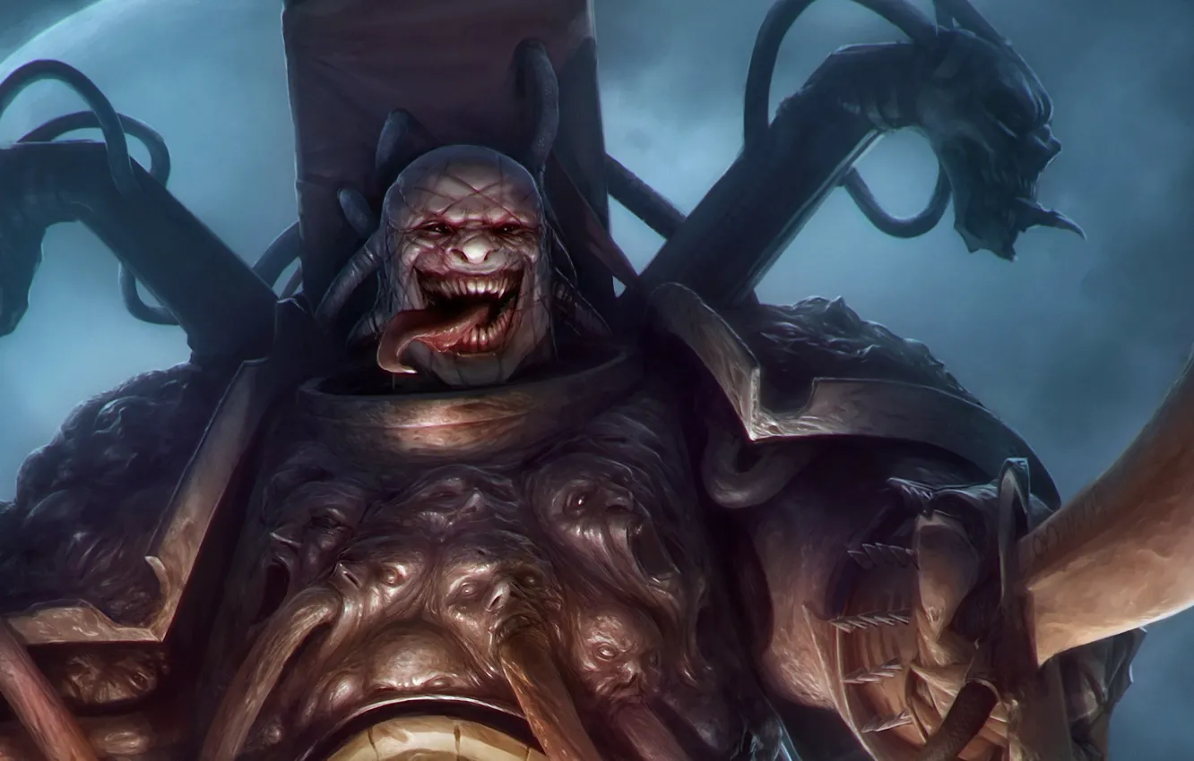 Photo wallpaper language, man, armor, space marine, warhammer 40k, handsome, fanart, chaos champion