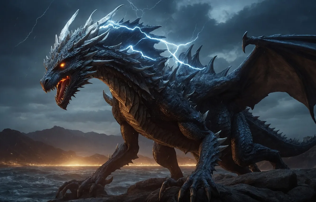 Photo wallpaper dragon, being, fantasy