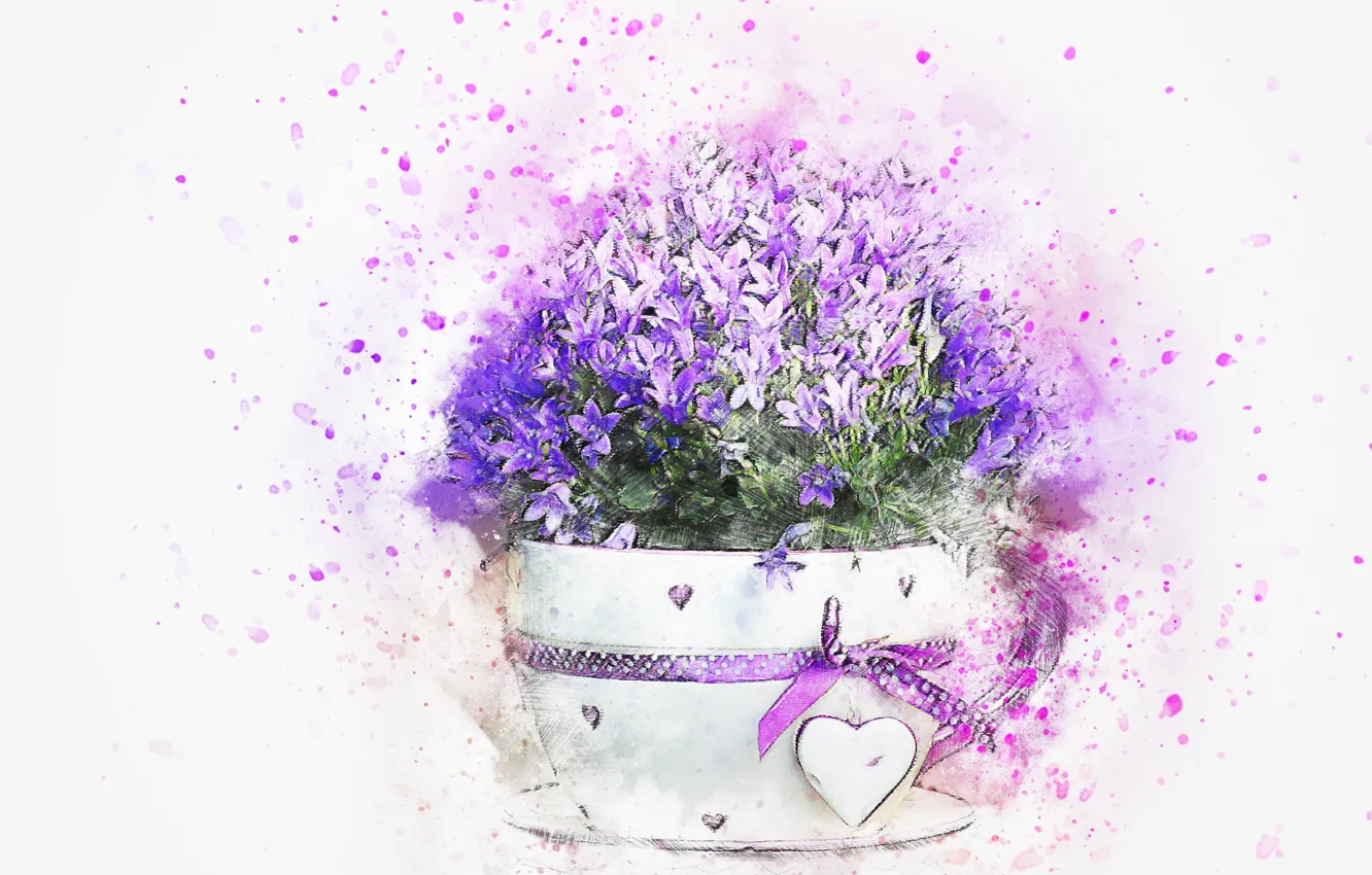 Photo wallpaper flowers, picture, watercolor