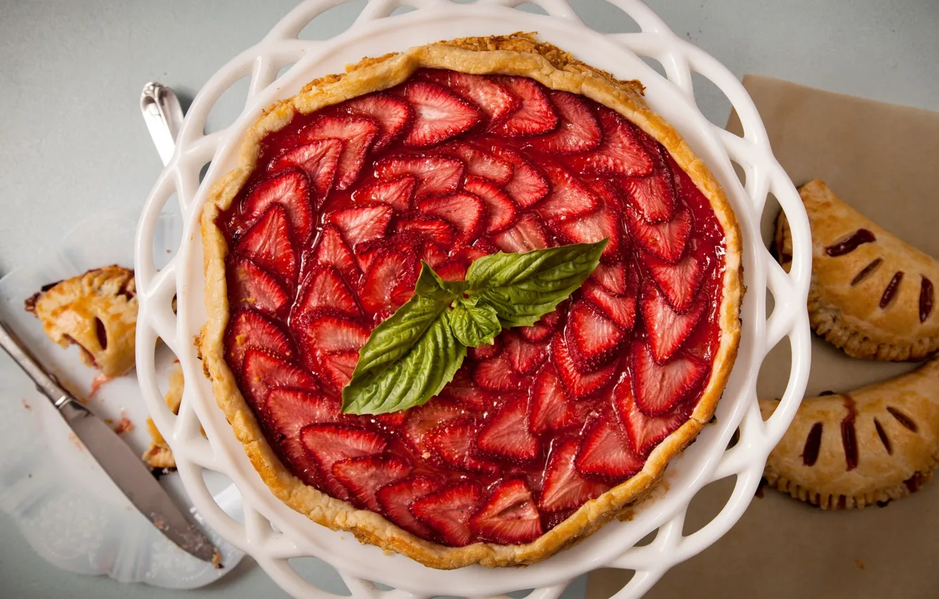 Photo wallpaper strawberry, pie, cakes