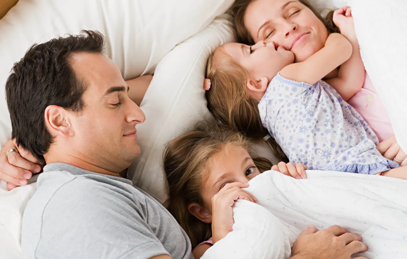 Photo wallpaper children, family, mom, dad