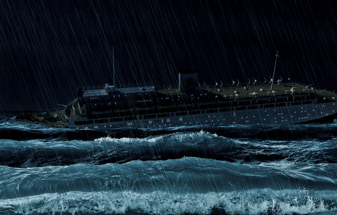 Photo wallpaper night, ship, Wilhelm Gustloff