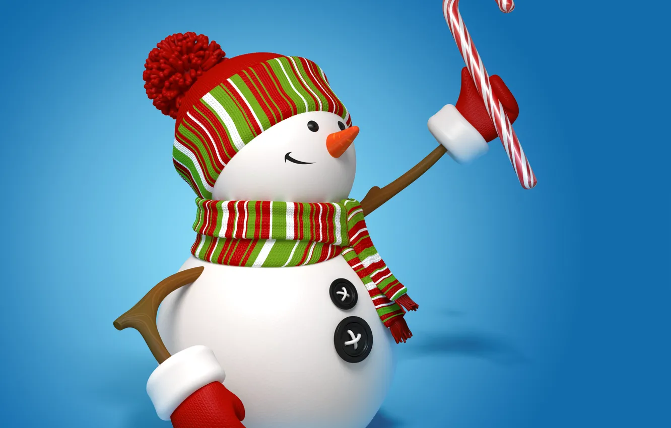 Photo wallpaper snowman, Christmas, New Year, cute, snowman