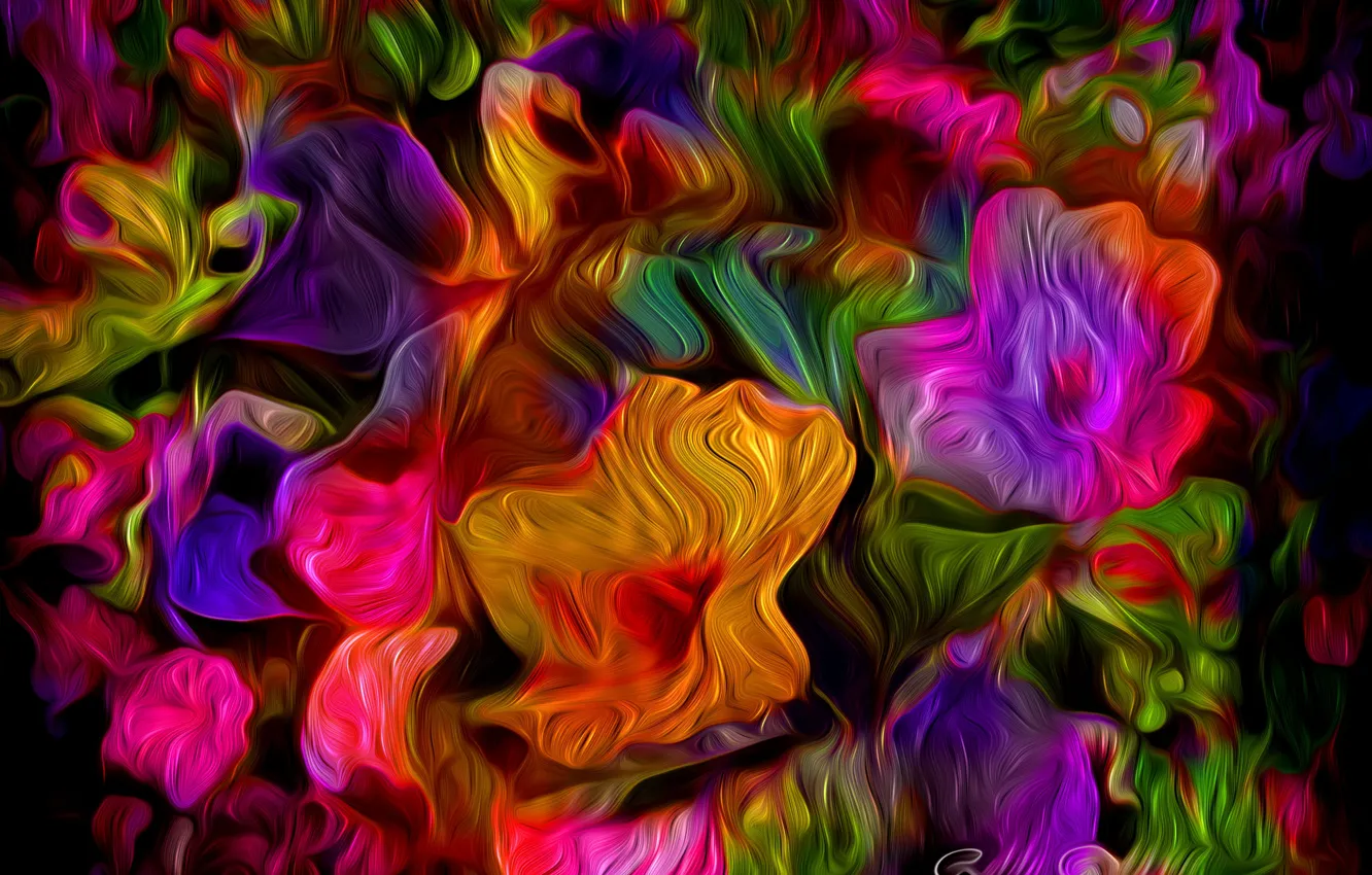 Photo wallpaper bright colors, flowers, abstraction, bouquet, abstract, flowers, bouquet, bright colors