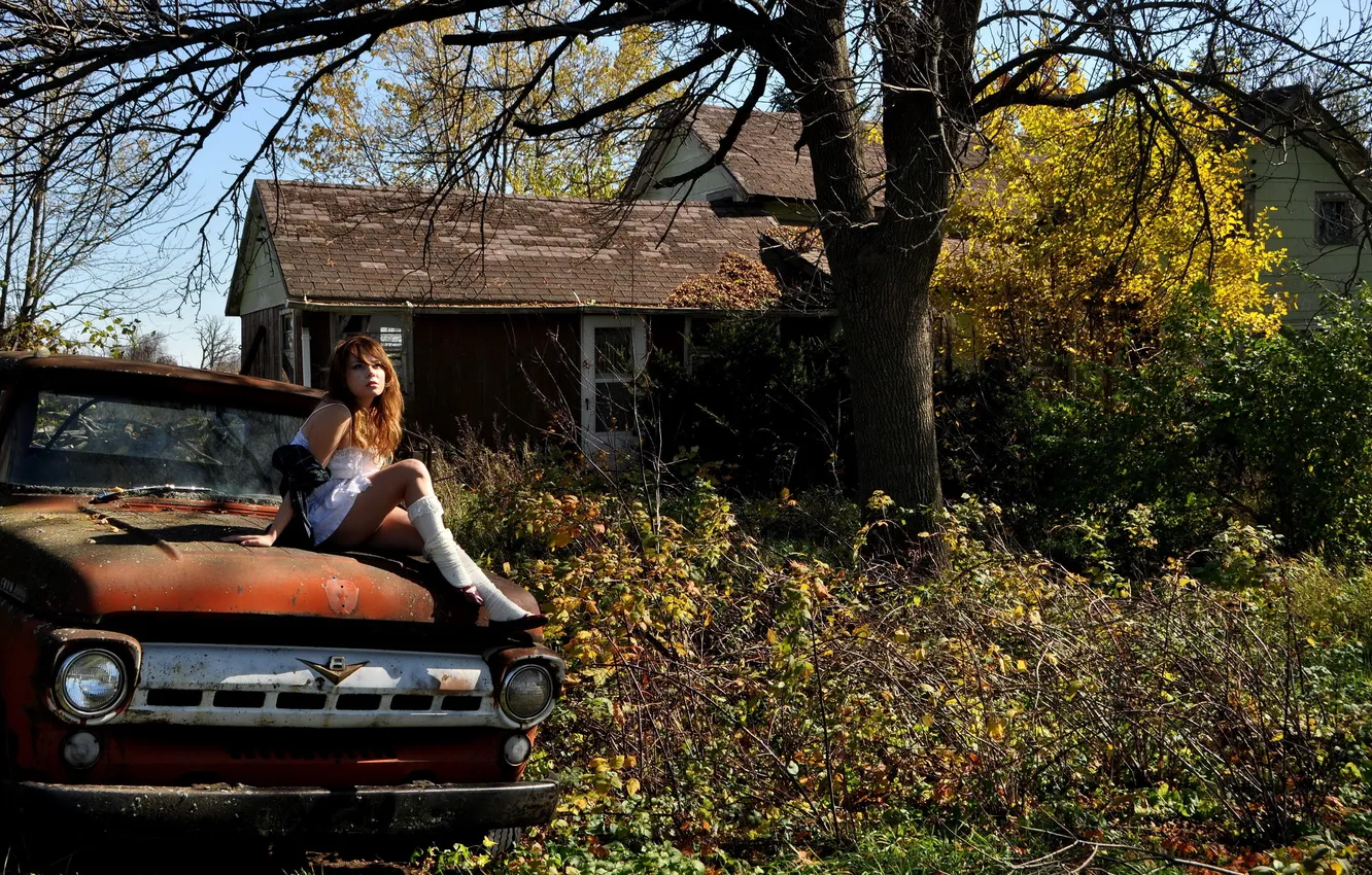 Photo wallpaper machine, girl, home