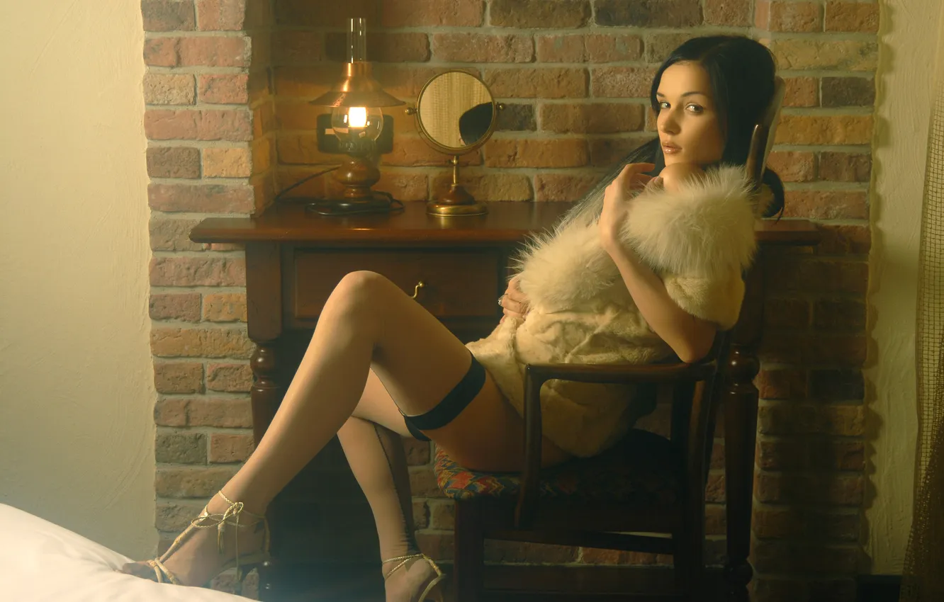 Photo wallpaper stockings, mirror, Katie Fey