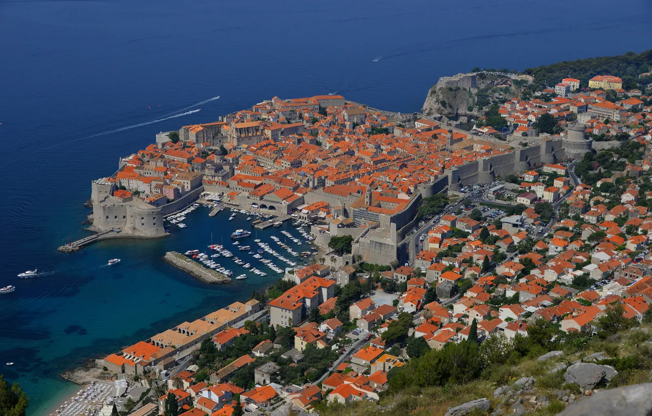 Photo wallpaper sea, home, panorama, Croatia, Dubrovnik