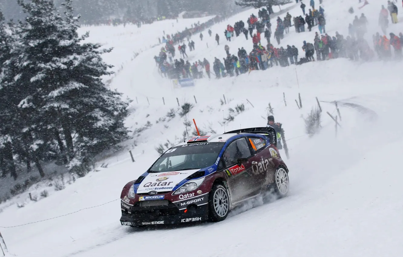 Photo wallpaper Ford, Winter, Snow, Ford, Race, WRC, Rally, Fiesta