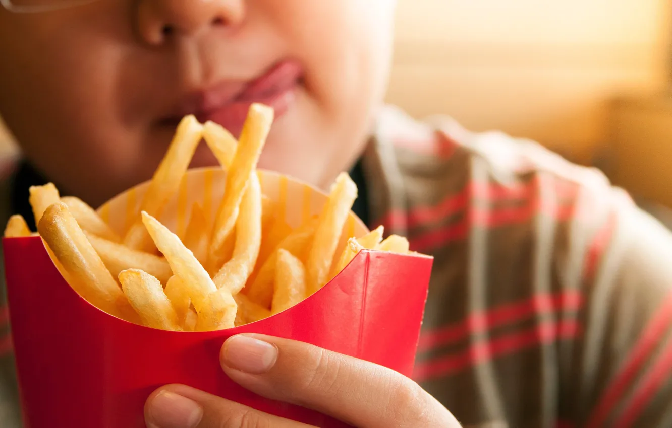 Photo wallpaper language, children, food, boy, McDonald's, McDonalds, close-up, food