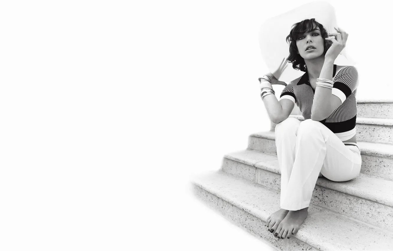 Wallpaper Milla Jovovich, black and white, Milla Jovovich, women for ...