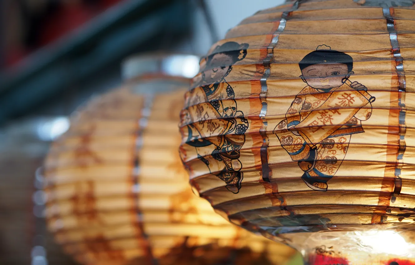 Photo wallpaper city, Japan, street, bokeh, lantern, urban, Hiroshima-ken, Onomochi