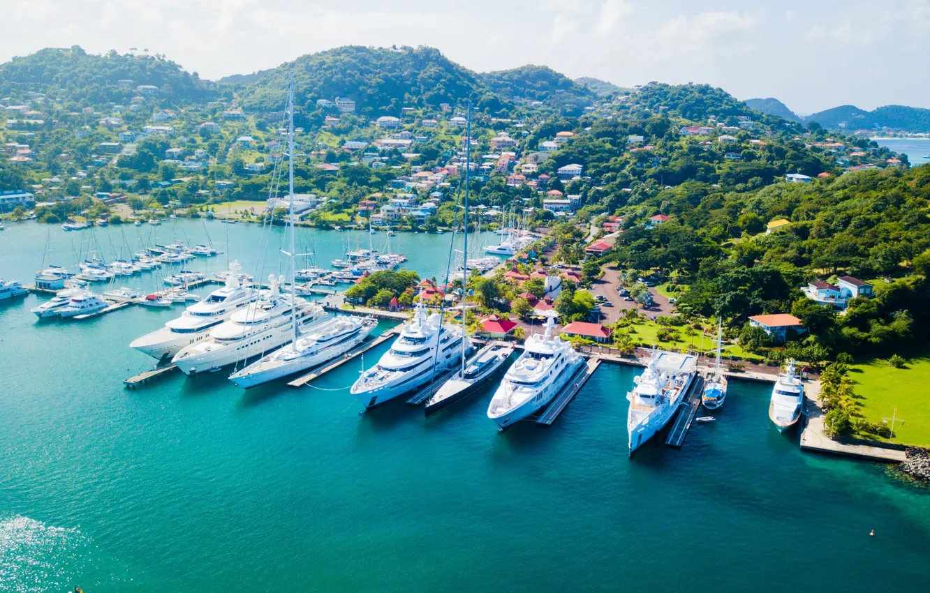 Photo wallpaper sea, yacht, boat, Caribbean, Saint Lucia