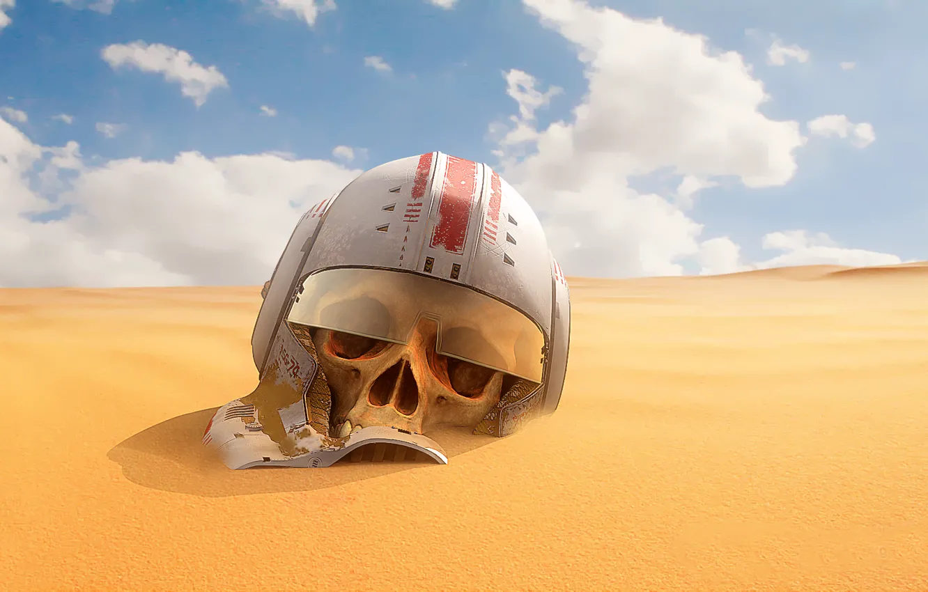 Photo wallpaper sand, desert, skull, Star Wars, helmet