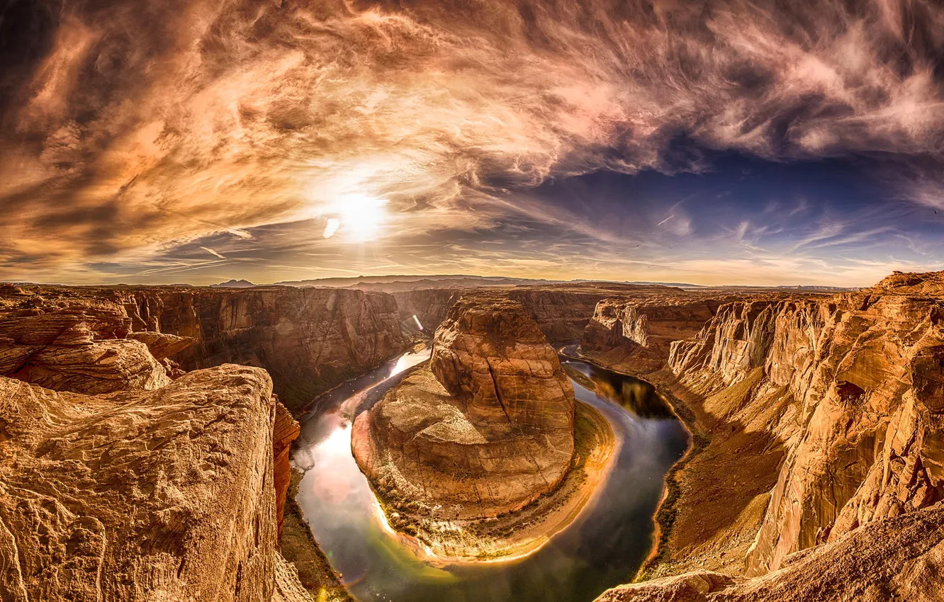 Photo wallpaper nature, river, canyon, Arizona, COLORADO RIVER, red dessert, Horse shoe bend