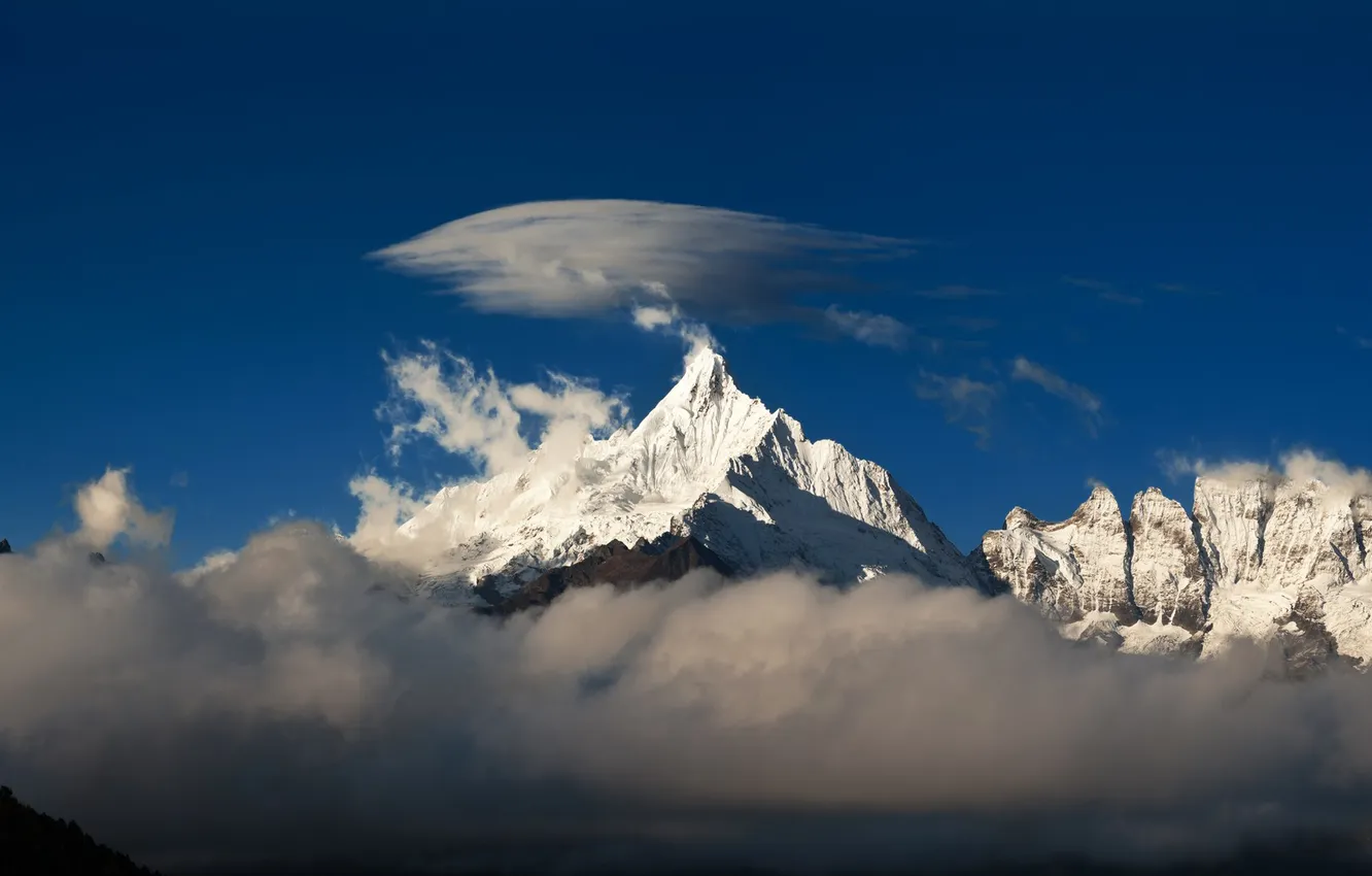 Photo wallpaper the sky, clouds, mountains
