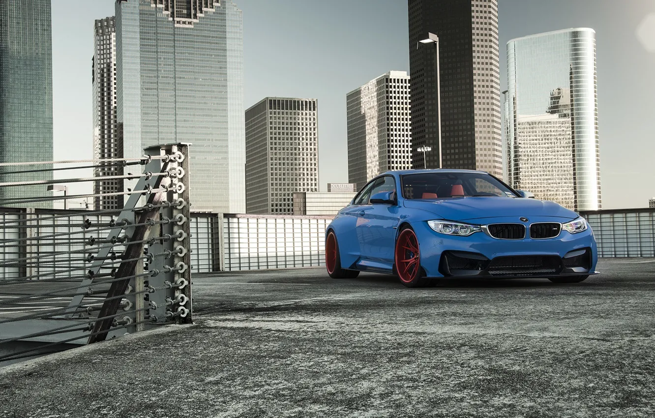 Photo wallpaper BMW, Blue, Front, Vorsteiner, Sun, Widebody, Photoshoot, GTRS4