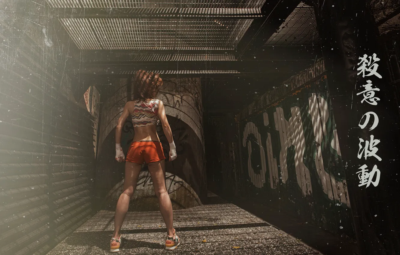 Photo wallpaper ass, girl, hair, shorts, back, camera, figure, bandages