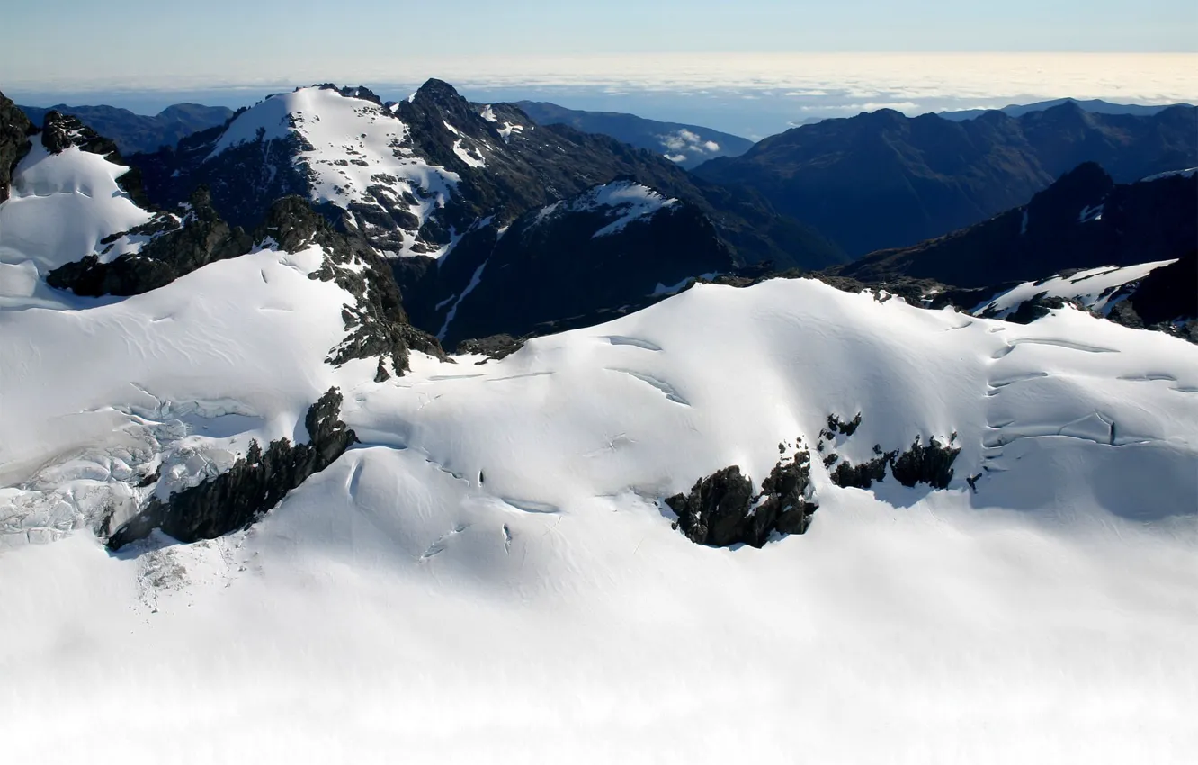 Photo wallpaper cold, snow, mountains