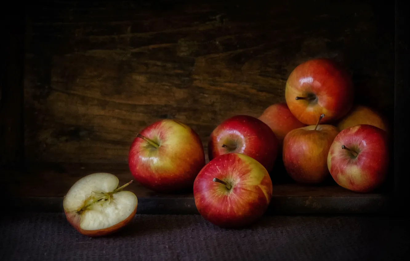 Photo wallpaper style, apples, fruit, still life
