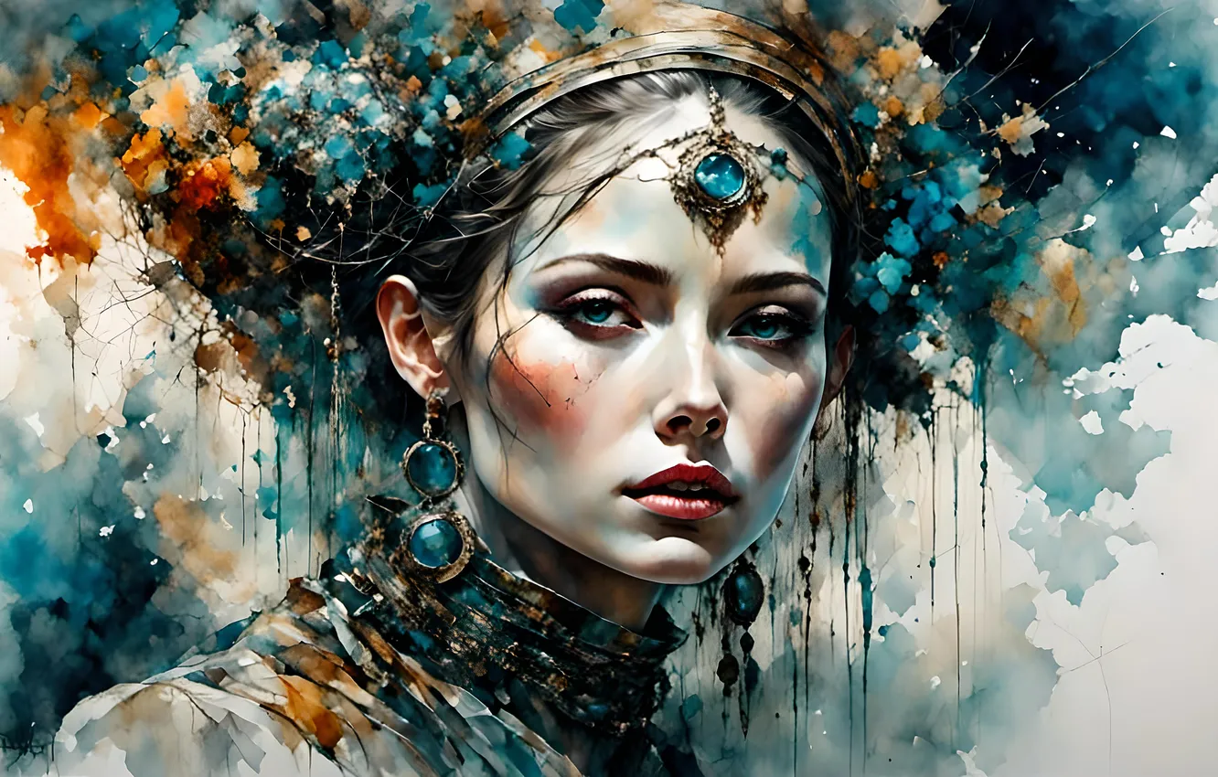 Photo wallpaper look, girl, decoration, flowers, figure, portrait, picture, divorce