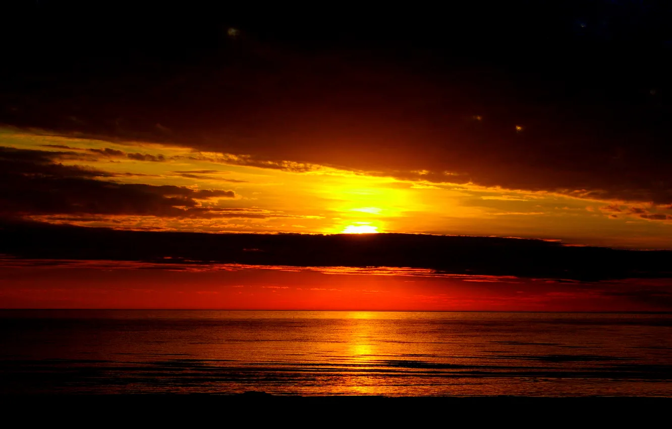 Photo wallpaper nature, sunset, sun