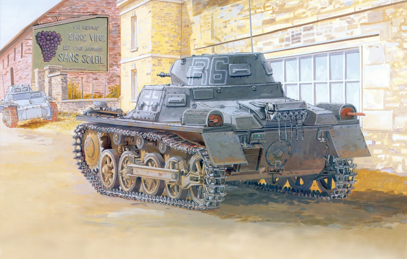 Photo wallpaper the city, Figure, the Germans, The Wehrmacht, light tank, Pz I, Pz Kpfw 1 Ausf …