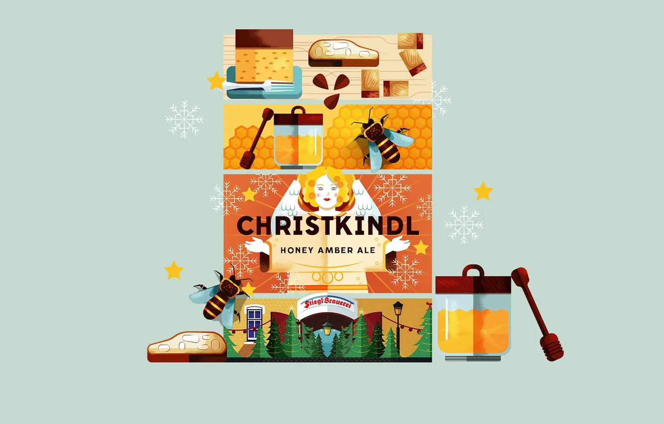 Photo wallpaper face, bee, tree, food, Stiegl x Beer