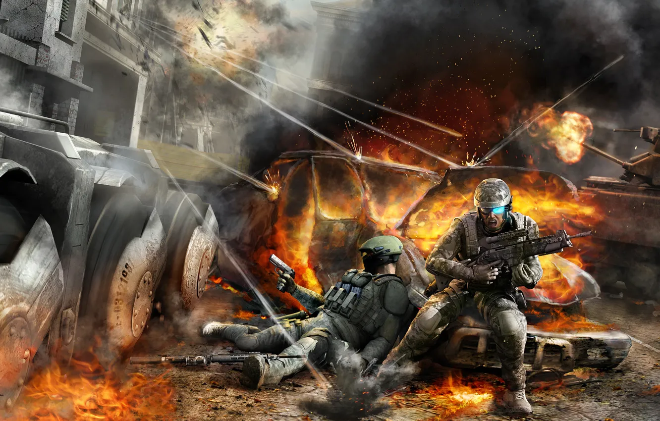 Photo wallpaper soldiers, tom clancys, war, ghost recon advanced warfighter