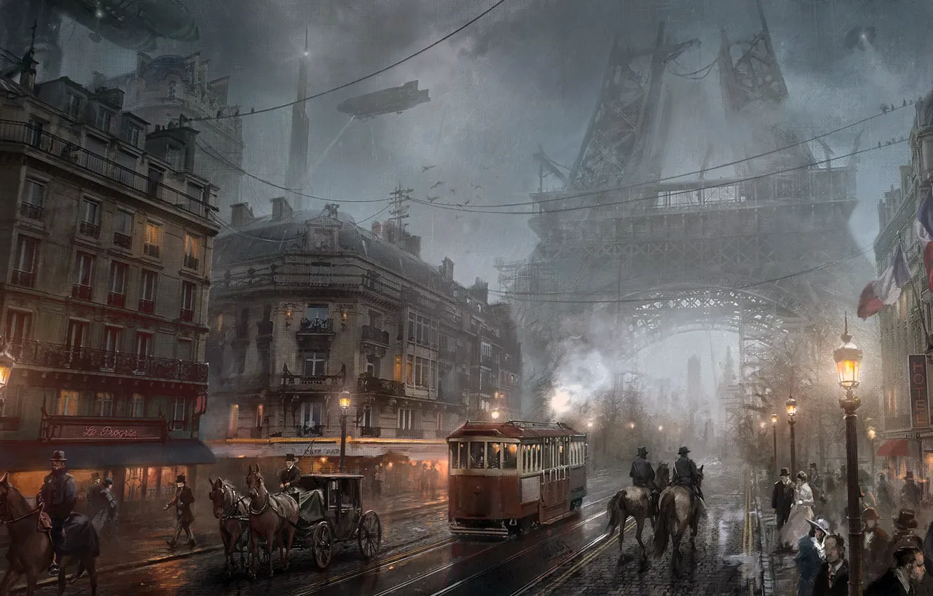 Photo wallpaper Paris, video game, Steampunk, Atomhawk Design, The Order 1886- Paris, Sony Game, steampunk city