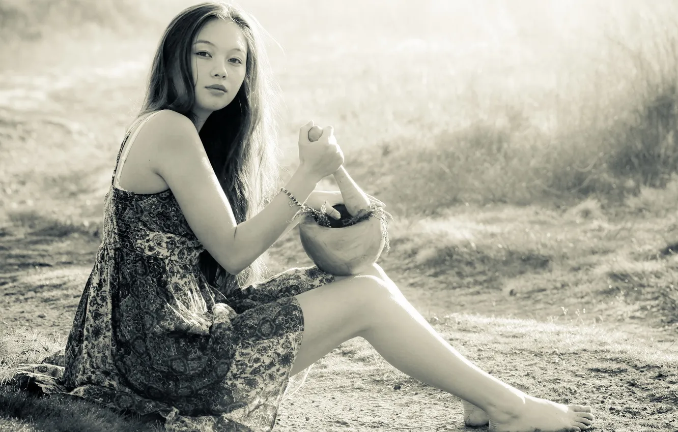 Photo wallpaper road, girl, background