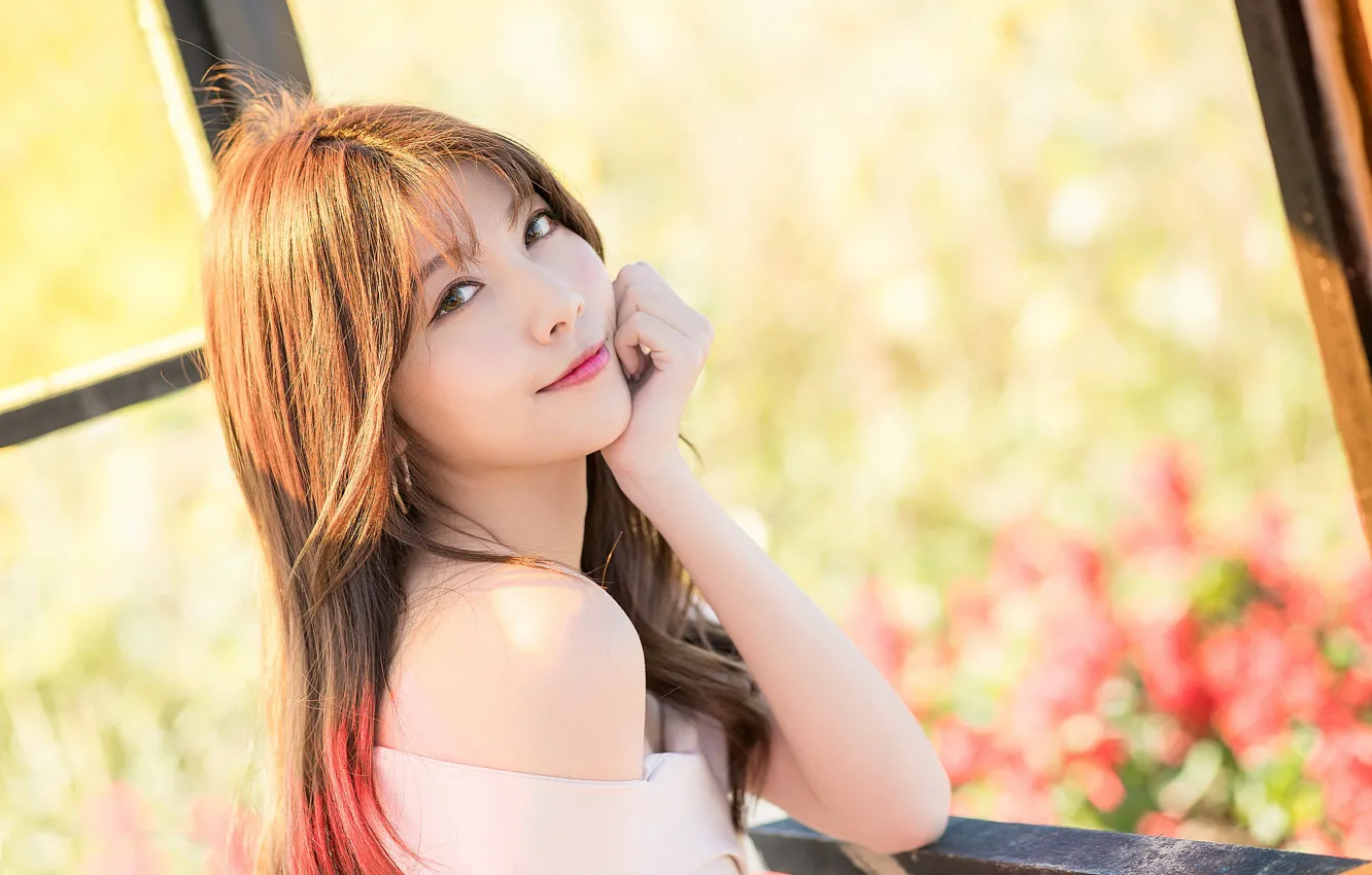 Photo wallpaper look, girl, hair, Asian