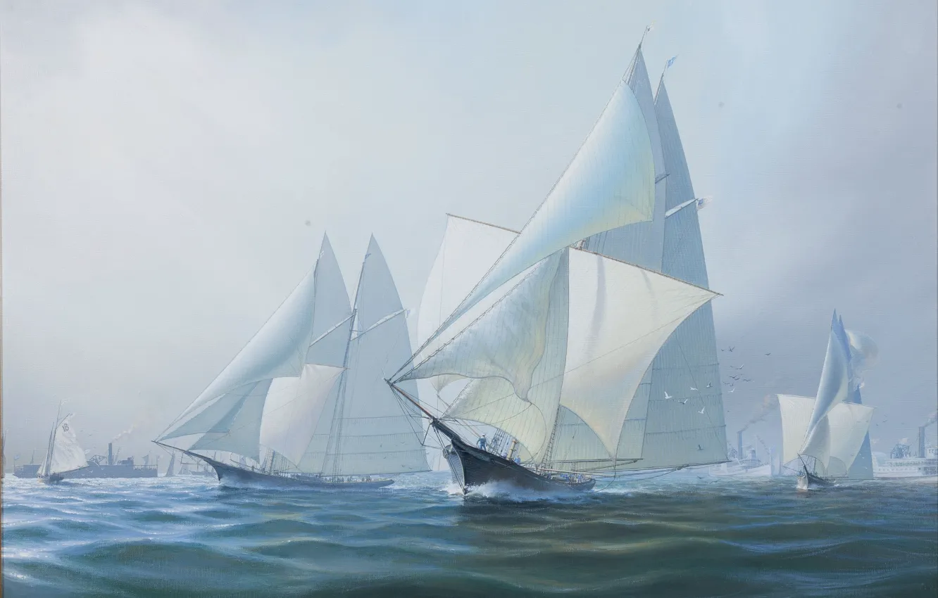 Photo wallpaper sea, the sky, sailboats, Leonard John