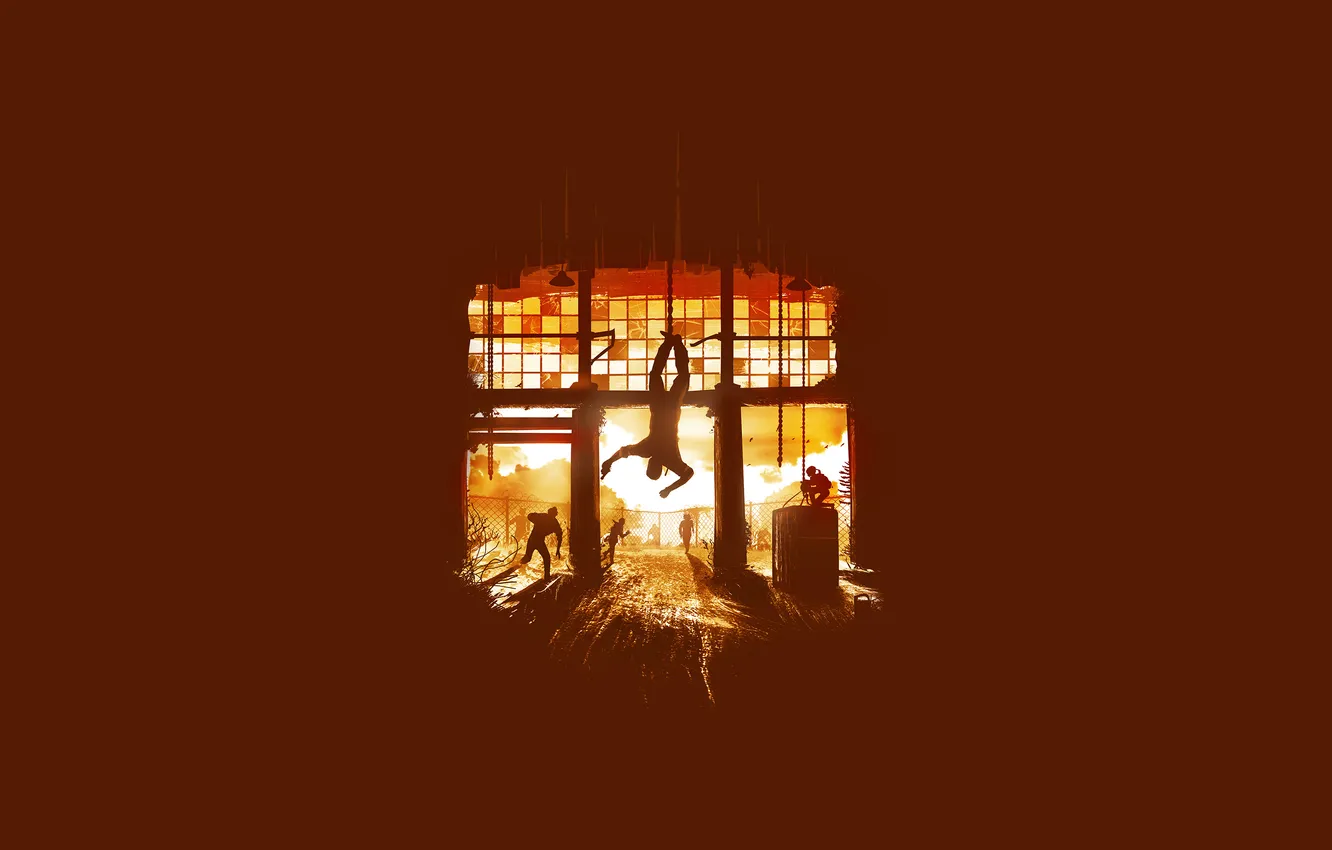 Photo wallpaper the game, minimalism, zombies, game, zombies, red background, Minimalism, red background