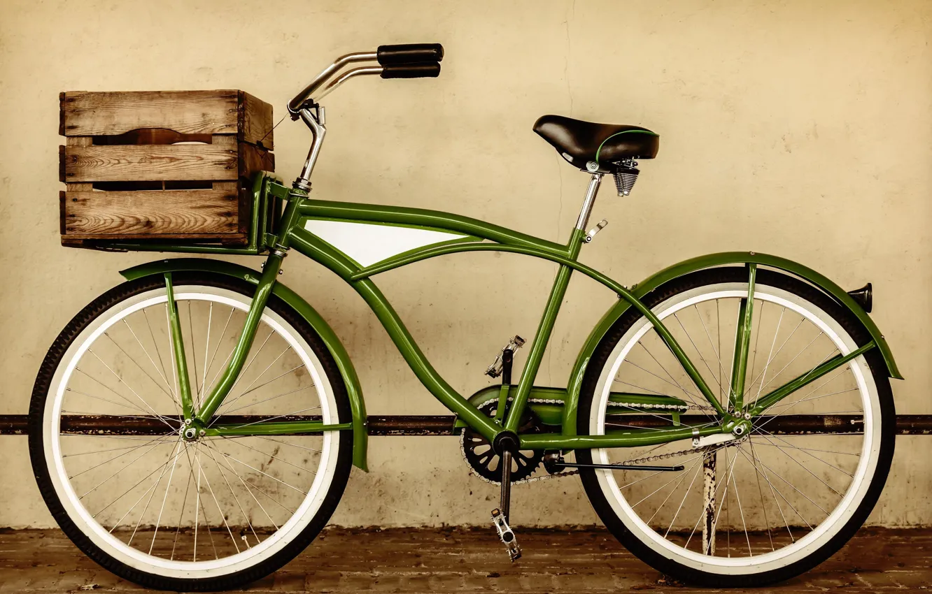 Photo wallpaper bike, green, background, widescreen, Wallpaper, basket, mood, wheel