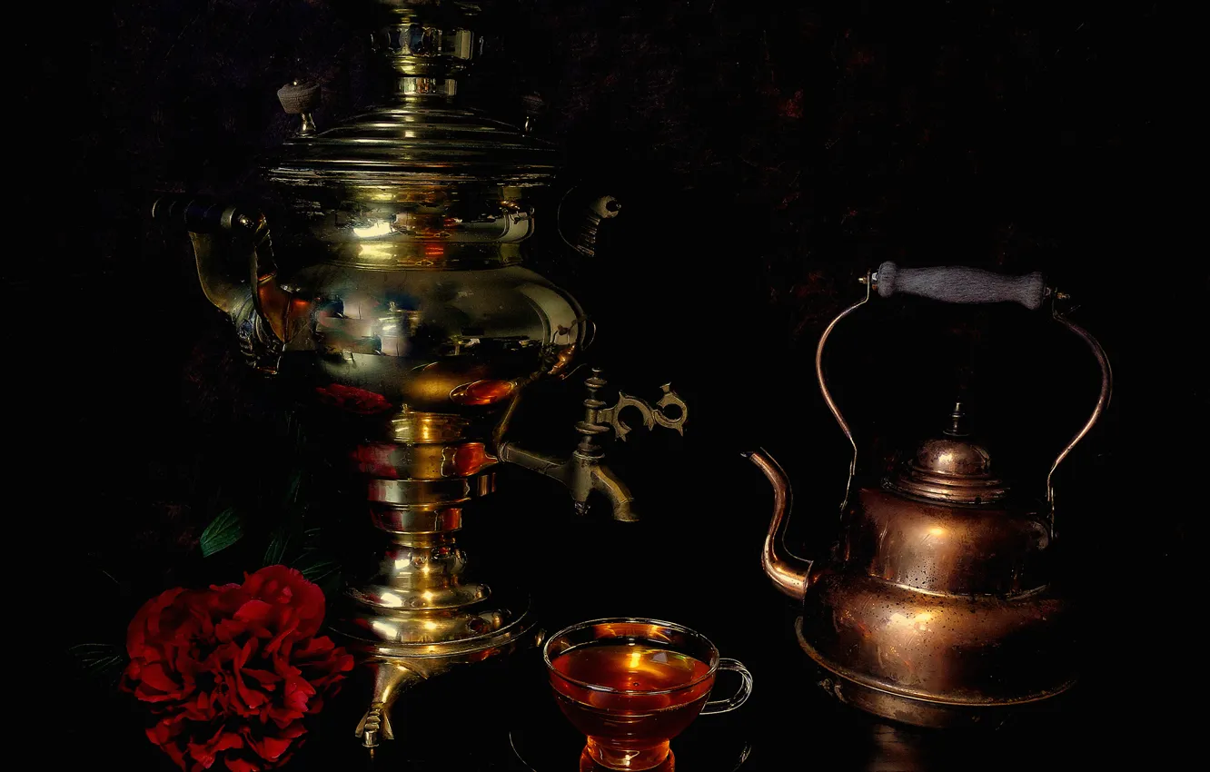 Photo wallpaper tea, kettle, Cup, still life, samovar