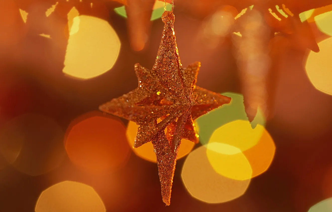 Photo wallpaper holiday, star, new year, star, new year, orange background, holiday