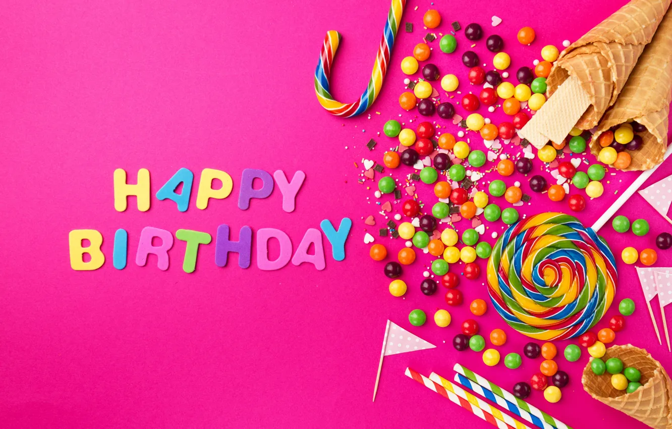 Photo wallpaper birthday, holiday, the inscription, sweets