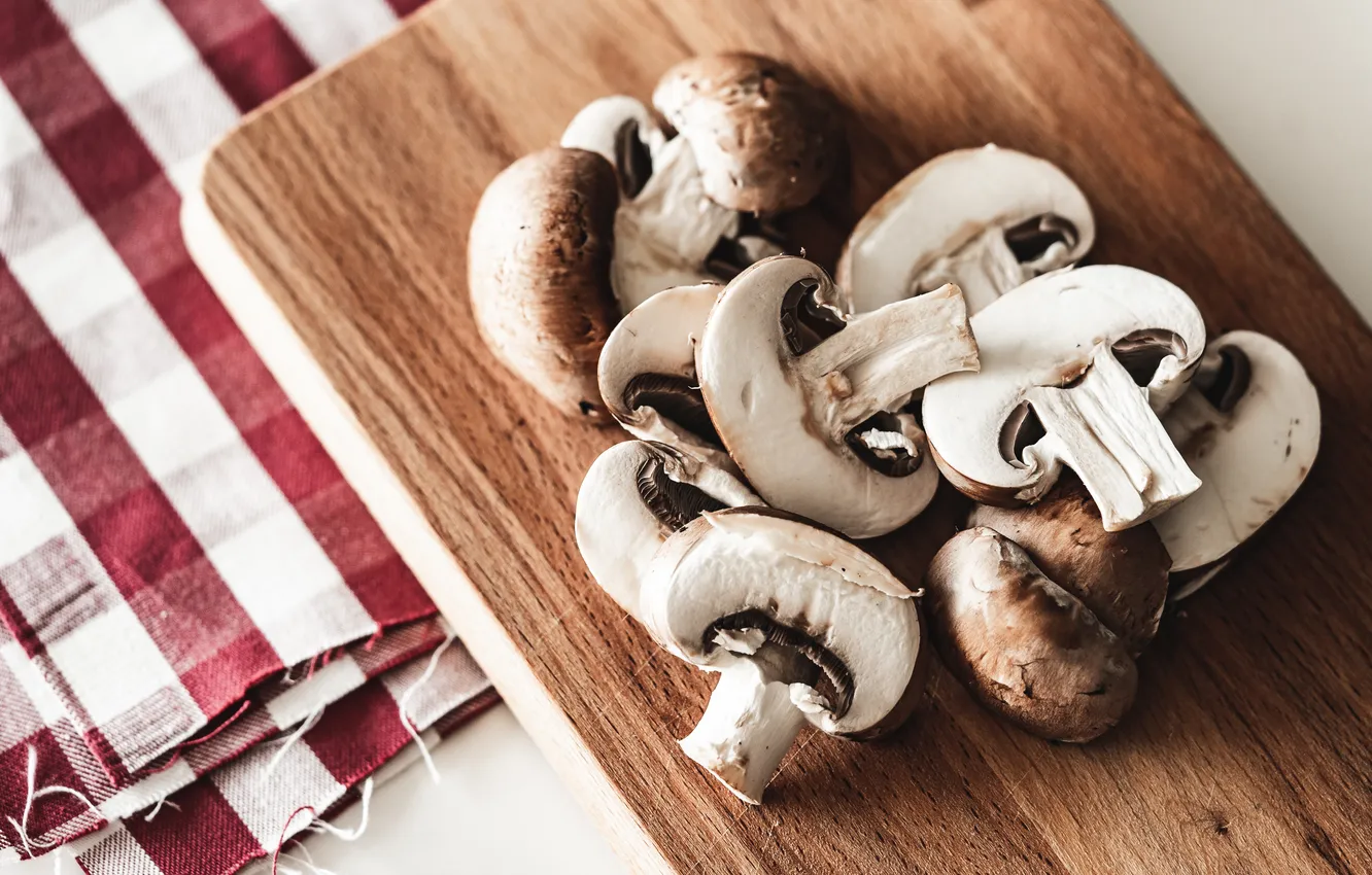 Photo wallpaper mushrooms, table, kitchen