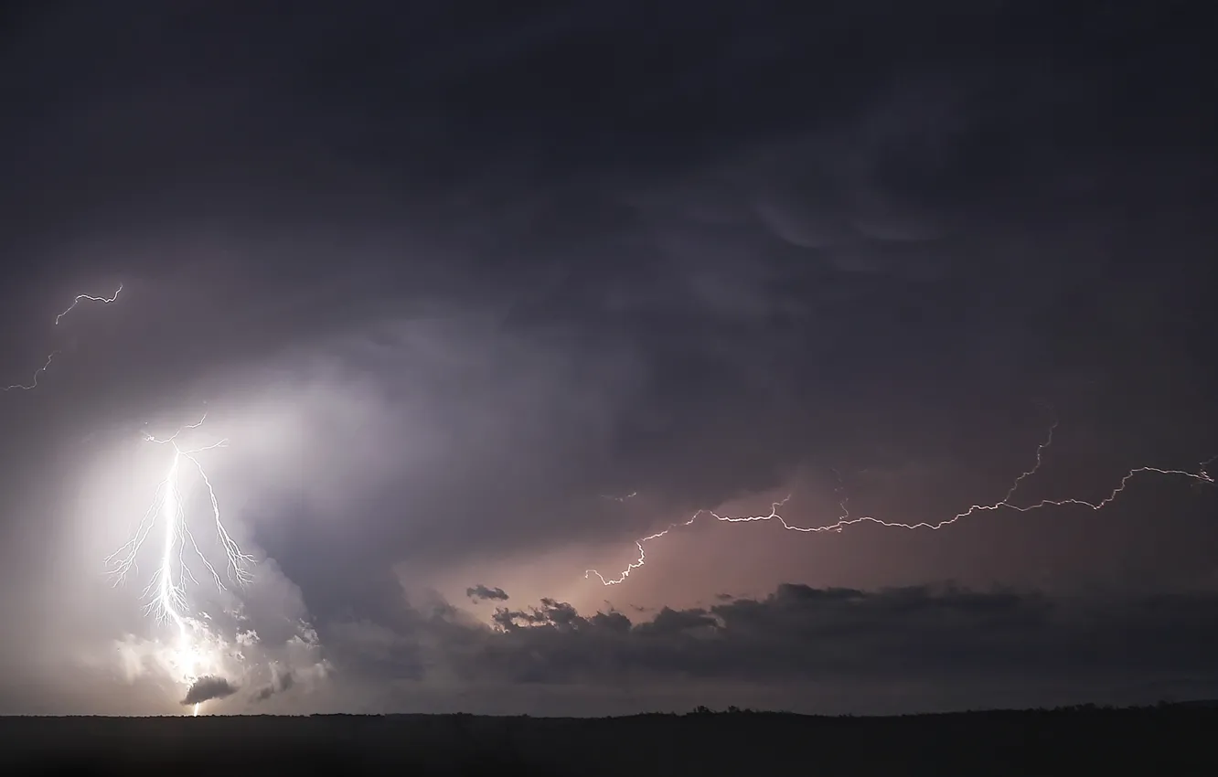 Photo wallpaper the storm, clouds, lightning