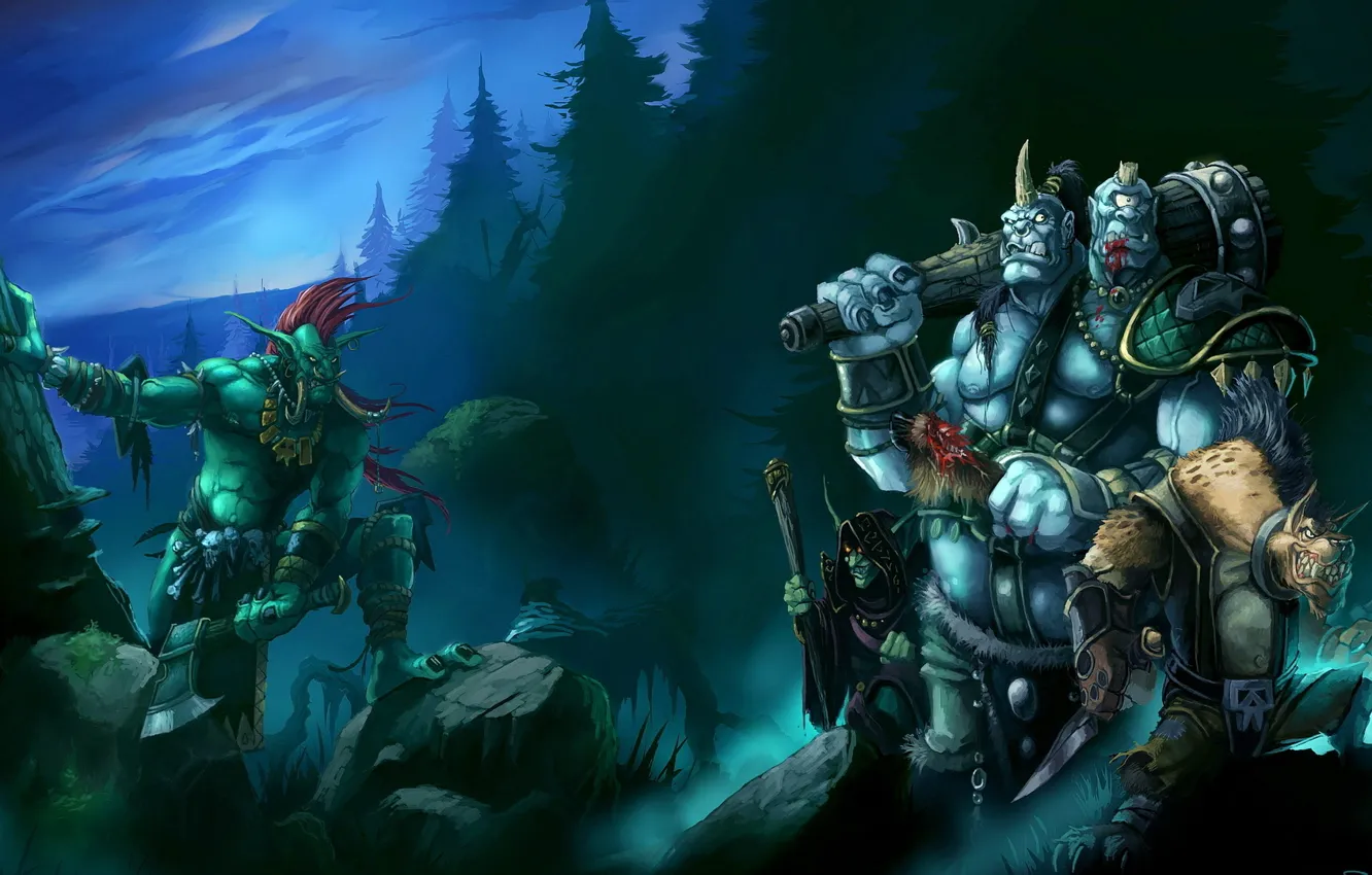 Photo wallpaper Warcraft III 3 Frozen Throne, Troll, robbers, Warcraft 3, Ogre mage, gel