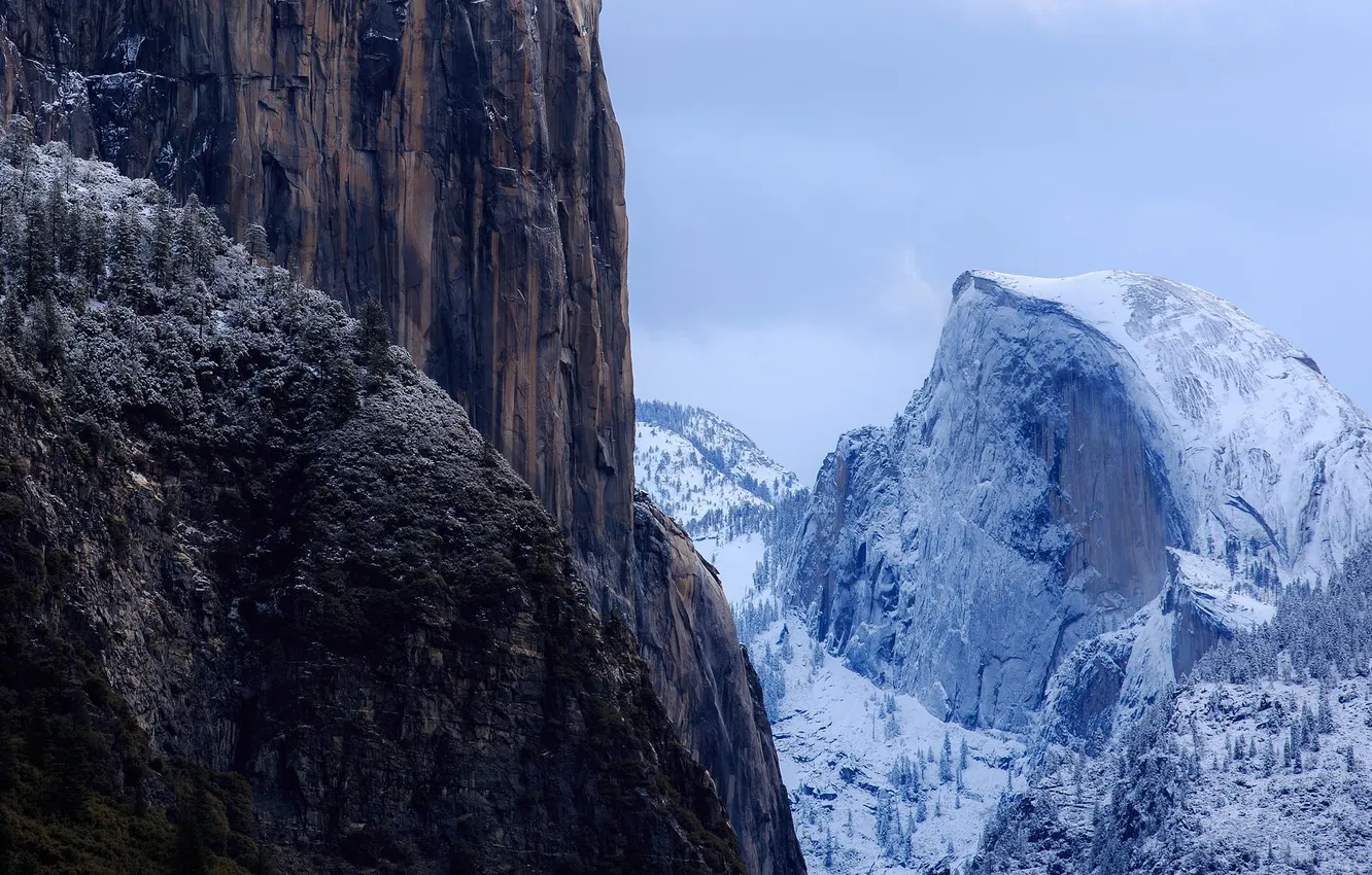 Photo wallpaper winter, snow, mountains, nature